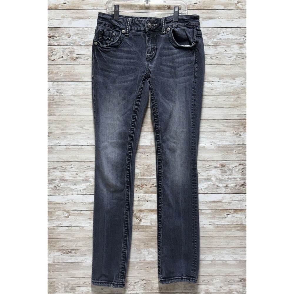 Miss Me Jeans Womens 28 Straight Leg JD1038T3L  Embroidered Pockets